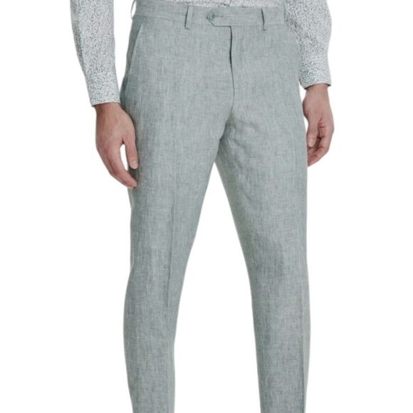 Bar III Men's Green Slim-Fit Linen Tapered Dress Suit Pants Size 38W 32L NWT - Picture 1 of 8